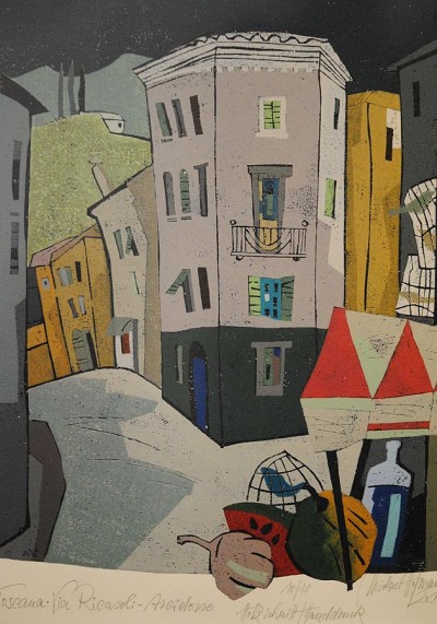 »Via Ricasoli-Arcidosso« (Farbholzschnitt Michael Hofmann/2011)