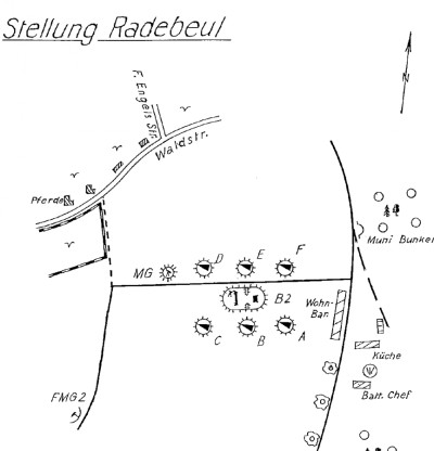 Heimatflakstellung Radebeul Waldstraße bis Anfang Juli 1944 mit sechs Geschützen Bild: E. Sennewald